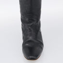 CHANEL Long Boots Leather 38 Black CC Auth 213130-6
