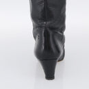 CHANEL Long Boots Leather 38 Black CC Auth 213130-7