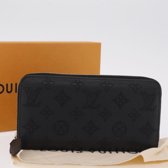 LOUIS VUITTON Monogram Mahina Zippy Long Wallet Black M61867 LV Auth 213136M