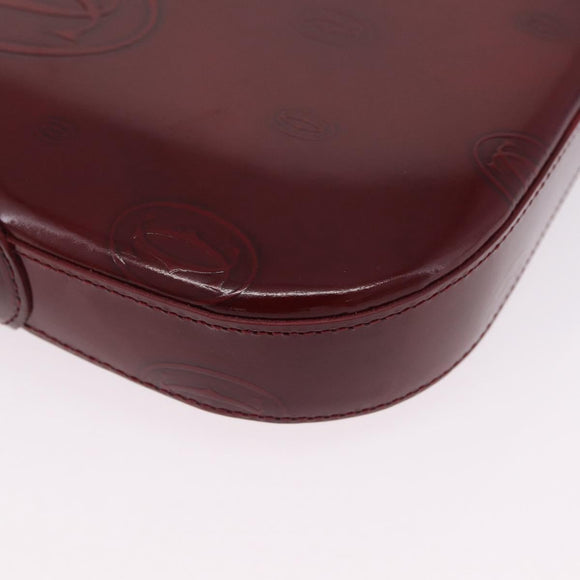 Cartier Must Line Shoulder Bag Patent leather Bordeaux Silver Auth 213137SAM