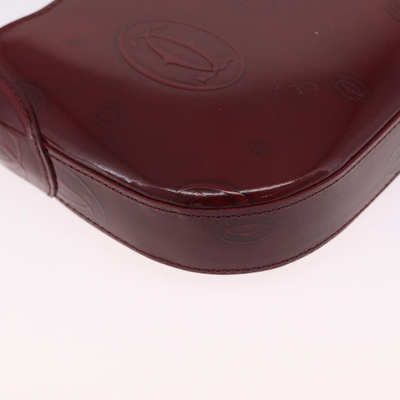 Cartier Must Line Shoulder Bag Patent leather Bordeaux Silver Auth 213137SAM