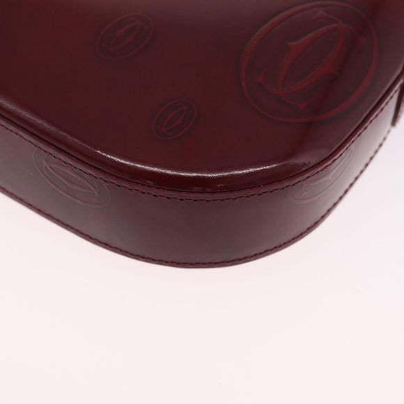 Cartier Must Line Shoulder Bag Patent leather Bordeaux Silver Auth 213137SAM