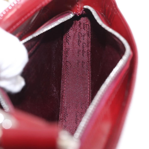 Cartier Must Line Shoulder Bag Patent leather Bordeaux Silver Auth 213137SAM