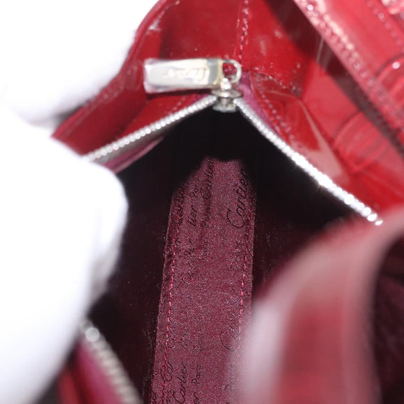 Cartier Must Line Shoulder Bag Patent leather Bordeaux Silver Auth 213137SAM