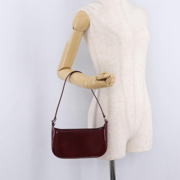 Cartier Must Line Shoulder Bag Patent leather Bordeaux Silver Auth 213137SAM