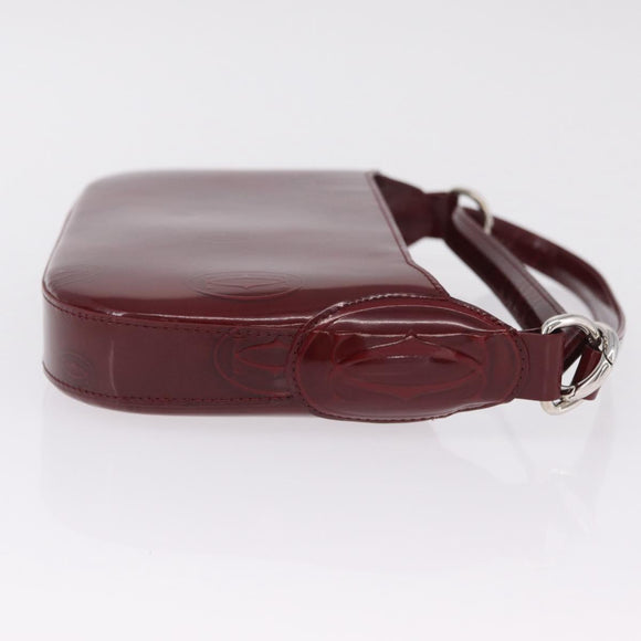 Cartier Must Line Shoulder Bag Patent leather Bordeaux Silver Auth 213137SAM