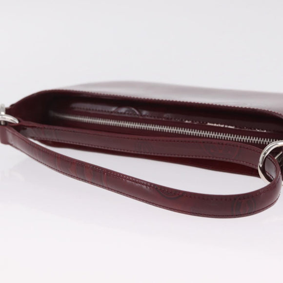 Cartier Must Line Shoulder Bag Patent leather Bordeaux Silver Auth 213137SAM