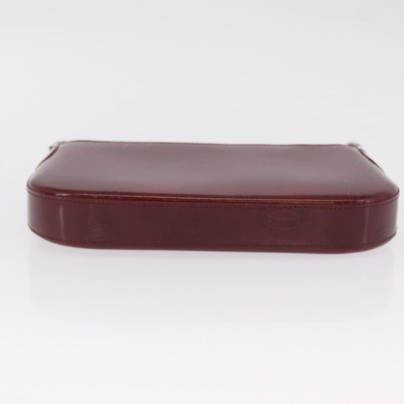 Cartier Must Line Shoulder Bag Patent leather Bordeaux Silver Auth 213137SAM