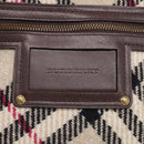 BURBERRY Nova Check Hand Bag Wool Beige Gold Auth 213140A-14