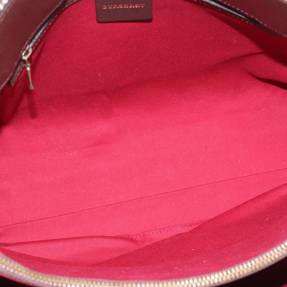 BURBERRY Nova Check Hand Bag Wool Beige Gold Auth 213140A