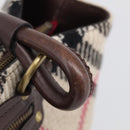 BURBERRY Nova Check Hand Bag Wool Beige Gold Auth 213140A-27