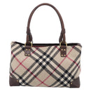 BURBERRY Nova Check Hand Bag Wool Beige Gold Auth 213140A-3