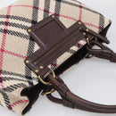 BURBERRY Nova Check Hand Bag Wool Beige Gold Auth 213140A-6