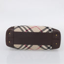 BURBERRY Nova Check Hand Bag Wool Beige Gold Auth 213140A-9