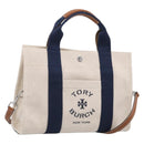 Tory Burch Hand Bag Canvas 2way Beige Silver Auth 213142A-1