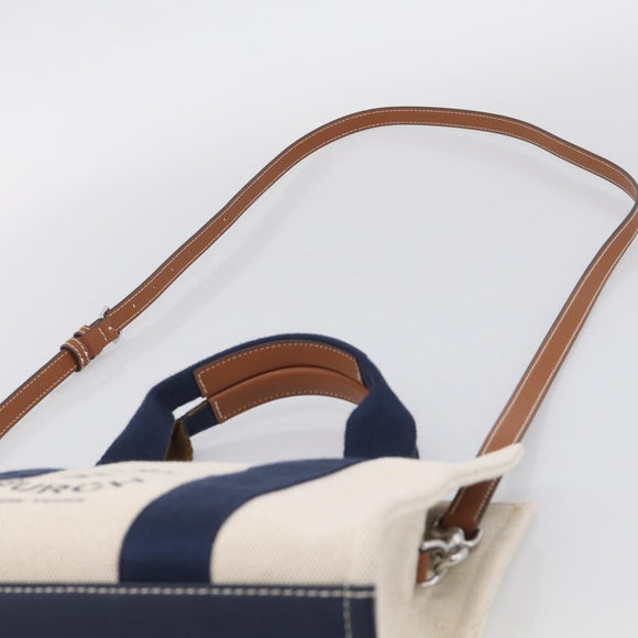 Tory Burch Hand Bag Canvas 2way Beige Silver Auth 213142A