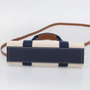 Tory Burch Hand Bag Canvas 2way Beige Silver Auth 213142A-11