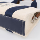 Tory Burch Hand Bag Canvas 2way Beige Silver Auth 213142A-12
