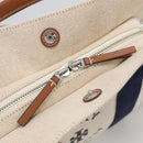 Tory Burch Hand Bag Canvas 2way Beige Silver Auth 213142A-17