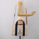 Tory Burch Hand Bag Canvas 2way Beige Silver Auth 213142A-25