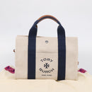 Tory Burch Hand Bag Canvas 2way Beige Silver Auth 213142A-26