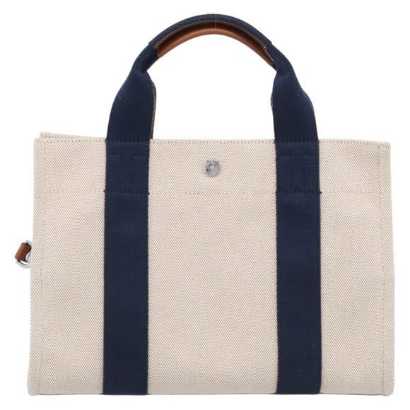 Tory Burch Hand Bag Canvas 2way Beige Silver Auth 213142A