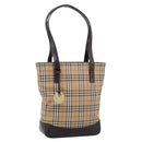 BURBERRY Nova Check Tote Bag Canvas Beige Gold Auth 213143V-1