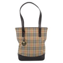 BURBERRY Nova Check Tote Bag Canvas Beige Gold Auth 213143V-2