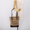 BURBERRY Nova Check Tote Bag Canvas Beige Gold Auth 213143V-26