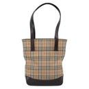 BURBERRY Nova Check Tote Bag Canvas Beige Gold Auth 213143V-3