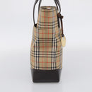 BURBERRY Nova Check Tote Bag Canvas Beige Gold Auth 213143V-4