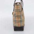 BURBERRY Nova Check Tote Bag Canvas Beige Gold Auth 213143V-5