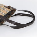BURBERRY Nova Check Tote Bag Canvas Beige Gold Auth 213143V-7