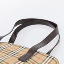 BURBERRY Nova Check Tote Bag Canvas Beige Gold Auth 213143V-8
