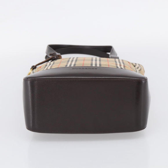 BURBERRY Nova Check Tote Bag Canvas Beige Gold Auth 213143V
