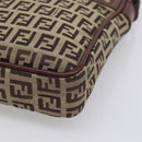 FENDI Zucchino Canvas Shoulder Bag Beige Gold Auth 213146A-10