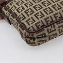 FENDI Zucchino Canvas Shoulder Bag Beige Gold Auth 213146A-11