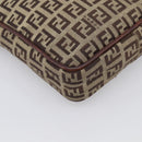FENDI Zucchino Canvas Shoulder Bag Beige Gold Auth 213146A-13