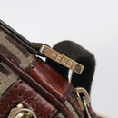 FENDI Zucchino Canvas Shoulder Bag Beige Gold Auth 213146A-15