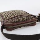 FENDI Zucchino Canvas Shoulder Bag Beige Gold Auth 213146A-6