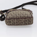 FENDI Zucchino Canvas Shoulder Bag Beige Gold Auth 213146A-9
