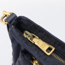 PRADA Shoulder Bag Nylon Navy Gold Auth 213147A-16