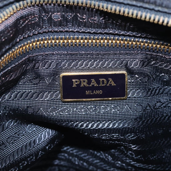 PRADA Shoulder Bag Nylon Navy Gold Auth 213147A