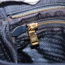 PRADA Shoulder Bag Nylon Navy Gold Auth 213147A-22