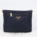 PRADA Shoulder Bag Nylon Navy Gold Auth 213147A-27