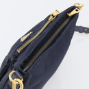 PRADA Shoulder Bag Nylon Navy Gold Auth 213147A-6