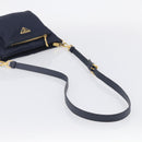 PRADA Shoulder Bag Nylon Navy Gold Auth 213147A-7
