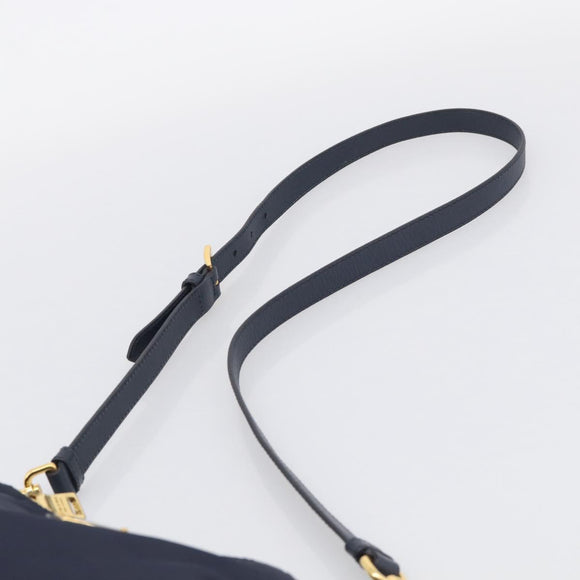 PRADA Shoulder Bag Nylon Navy Gold Auth 213147A