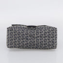 FENDI Zucchino Canvas Mamma Baguette Shoulder Bag Navy Silver Auth 213148V-10