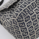 FENDI Zucchino Canvas Mamma Baguette Shoulder Bag Navy Silver Auth 213148V-12